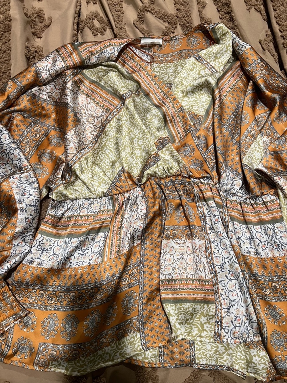 Patchwork Paisley Long Sleeve Blouse
